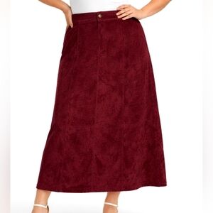 Wild Cat Maxi Long Skirt Womens XL Burgundy Long Zig Zag Stitched Accent Modest